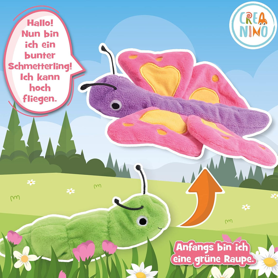 Kuscheltier 2 in 1 I Wende Plüschtier I Verwandlung und Entwicklung | Schmetterling Kuscheltier | Ra