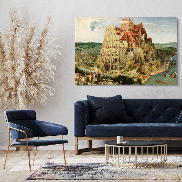 Printed Paintings Leinwand (80x60cm): Peter Bruegel der Ältere - Der Turm von Babel 80x60 cm, 80x60
