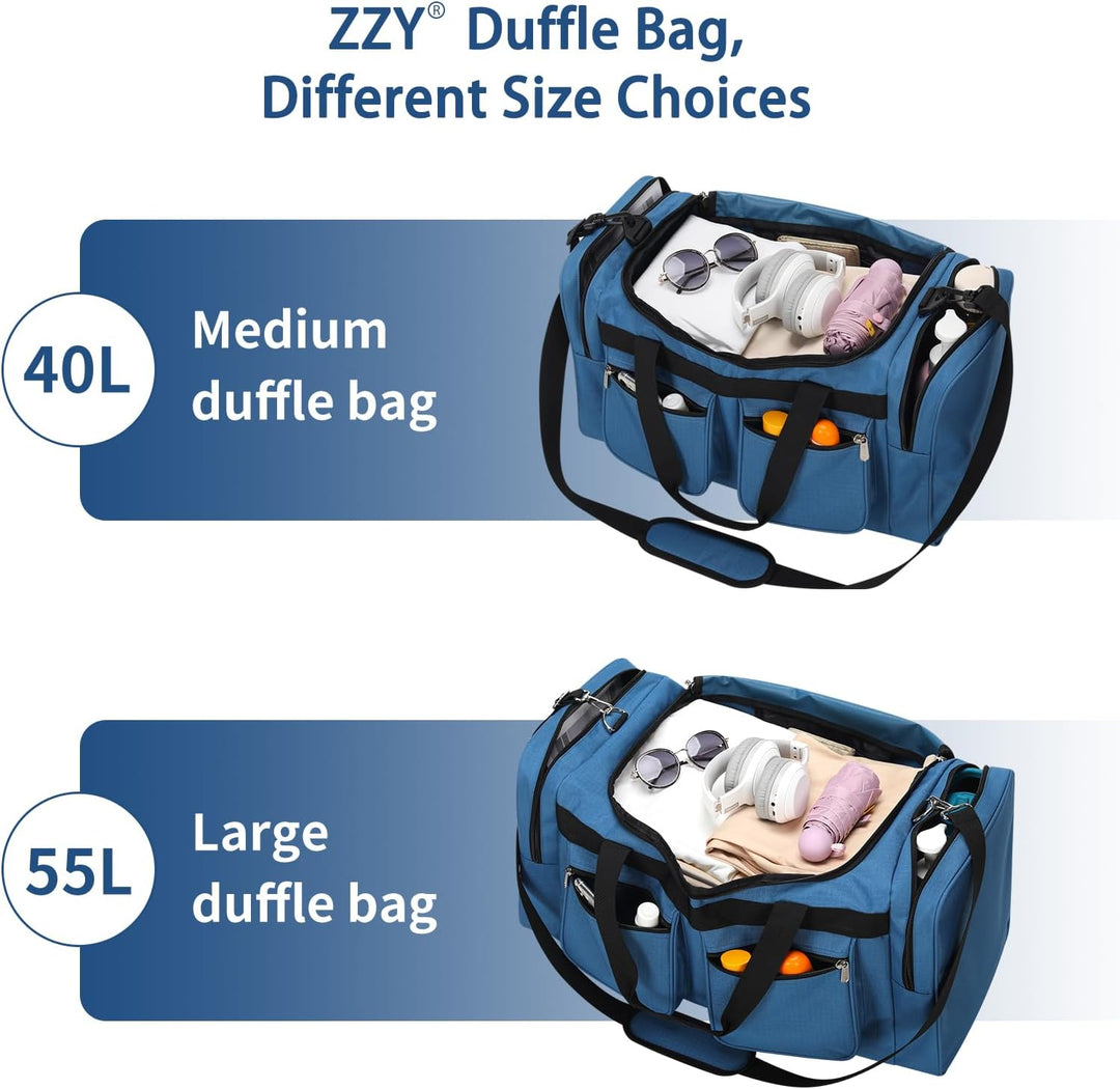 ZZY 55L Sporttasche Gross Herren – wasserdichte Weekender Tasche mit 2 Seitentaschen für Fitness, Gy