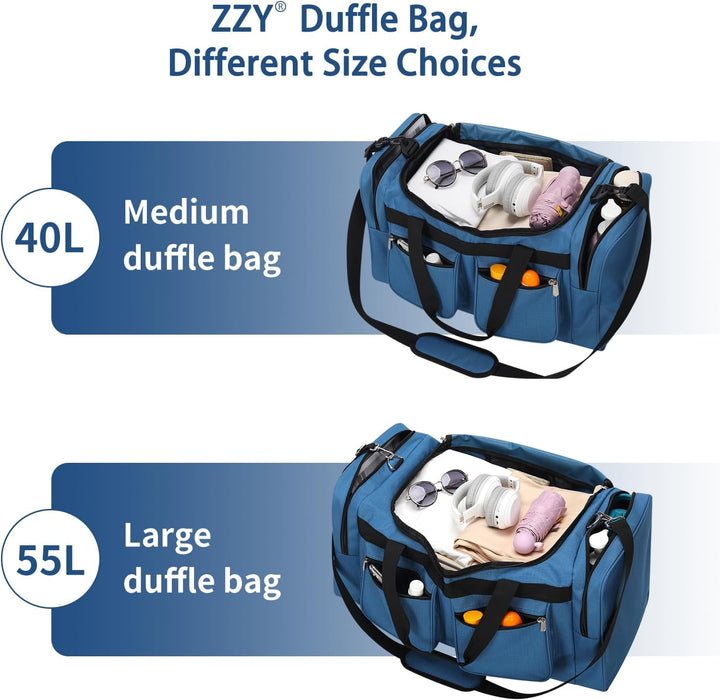 ZZY 55L Sporttasche Gross Herren – wasserdichte Weekender Tasche mit 2 Seitentaschen für Fitness, Gy