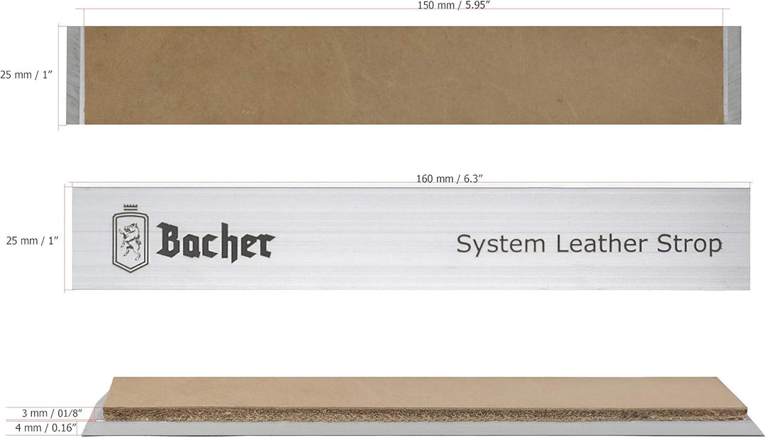 Bacher Messerschärf-System Abziehleder – Set 2X Streichriemen + 4X Abziehpaste – für Fixed Angle-Sch