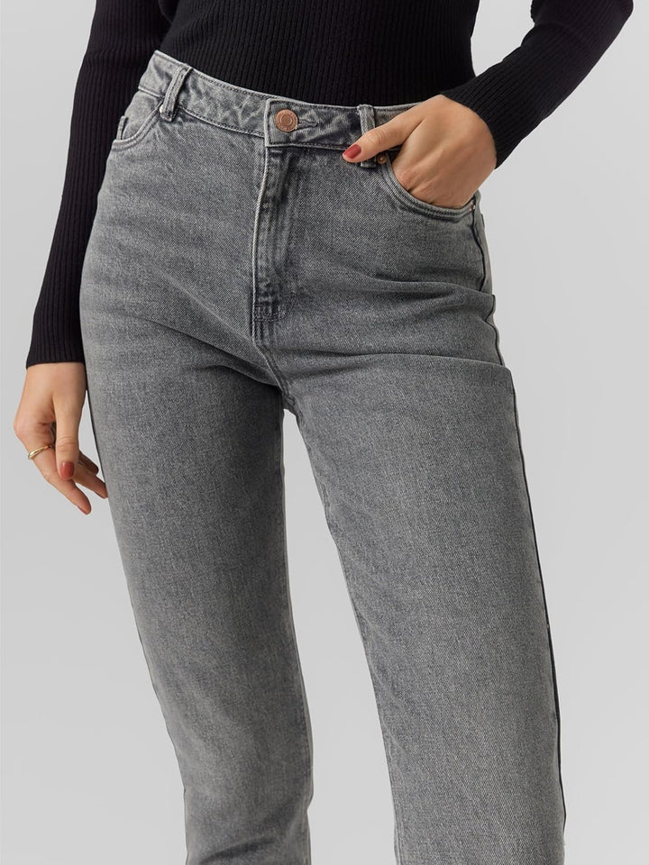 VERO MODA Female Mom Jeans VMLINDA Hohe Taille Hohe Taille Jeans 27W / 30L Medium Grey Denim, 27W /