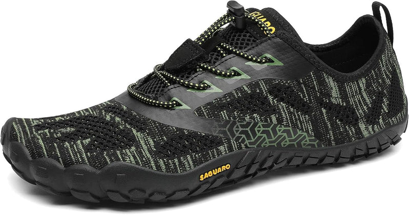 SAGUARO Unisex Barfussschuhe Outdoor Zehenschuhe Traillaufschuhe 41 EU Schwarzgrün, 41 EU Schwarzgrü