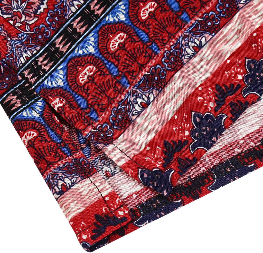 Beyove Damen Bohemian Tunika Kleid Strandkleid Sommerkleider Vintage Strandtunika 3/4-Arm Rundhals K