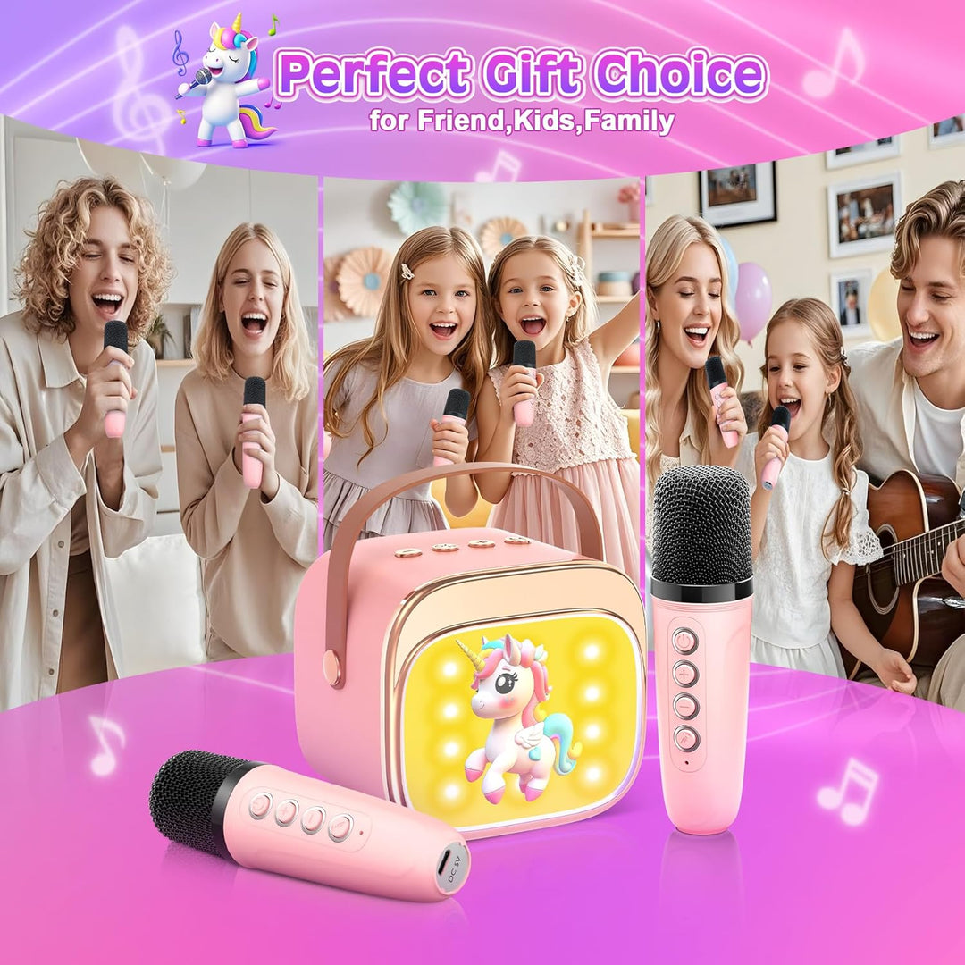 Karaoke Maschine mit 2 Mikrofonen：[Haute Couture ] Einhorn Geschenke Für Mädchen - Bluetooth Karaoke