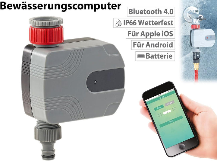 Royal Gardineer Bewässerung Bluetooth: Bewässerungscomputer mit Bluetooth, App-Steuerung über Androi