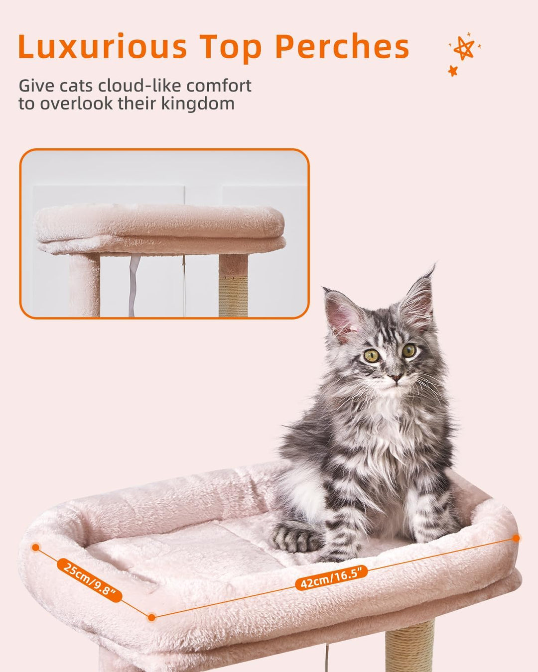 Taoqimiao Kratzbaum, 98cm katzenbaum Stabil KatzenKratzbaum Cat Tree mit Katzenhaus, Korb, 4 Kratzsä