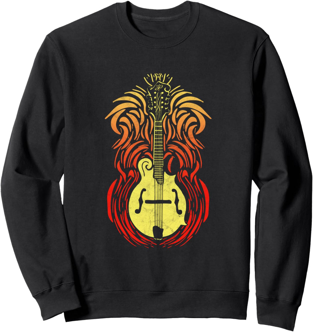 Mandolin Fire - Distressed Vintage Bluegrass Music Graphic Sweatshirt