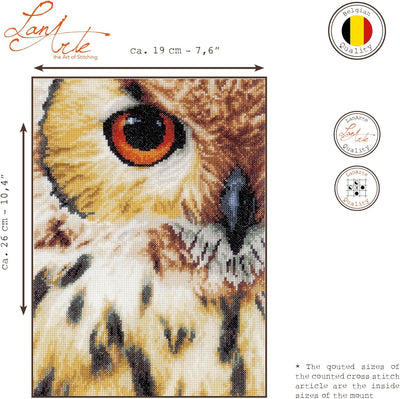 LANARTE PN Zählmusterpackung Eule Zählstoff Kreuzstichpackung, Baumwolle, Mehrfarbig, 19 x 26 x 0.3