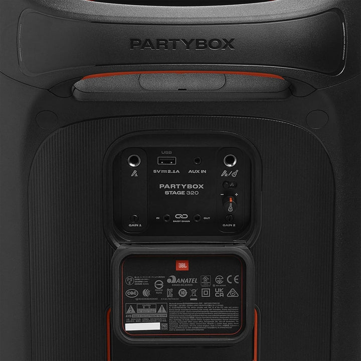 JBL Partybox Stage 320 in Schwarz – Tragbare Bluetooth-Lautsprecher-Box Pro Sound, Lichtshow, KI-Sou