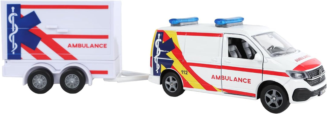 Kids Globe VW Transporter Krankenwagen mit Anhänger
