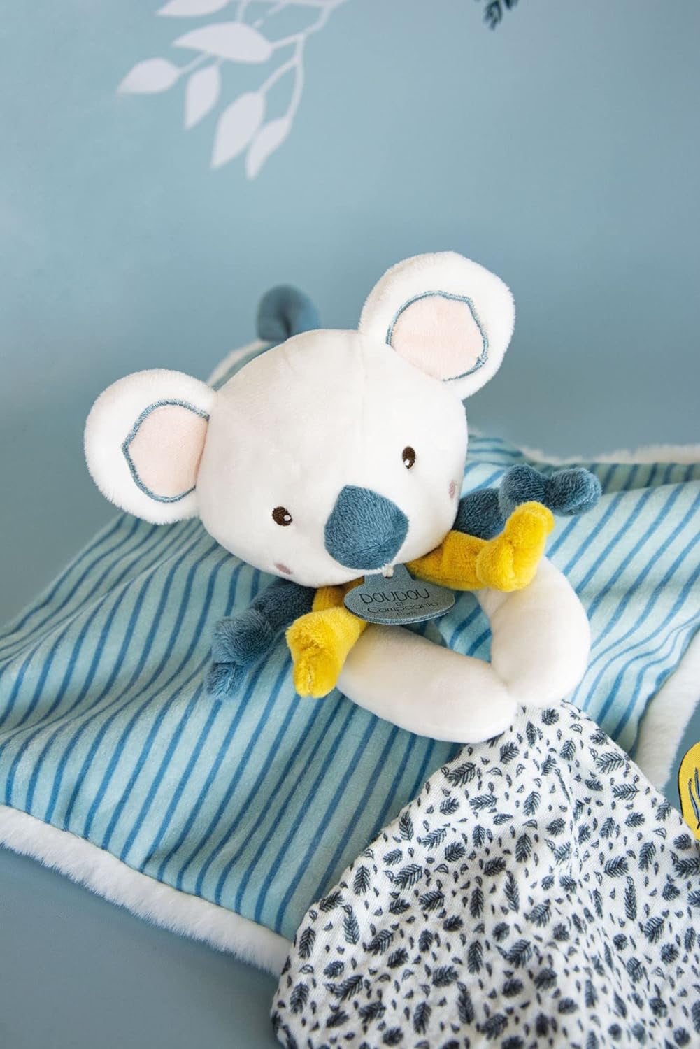 Doudou et Compagnie DC3668 Schmusetuch Koala, flach, 25 cm, Blau, Mehrfarbig, Baby