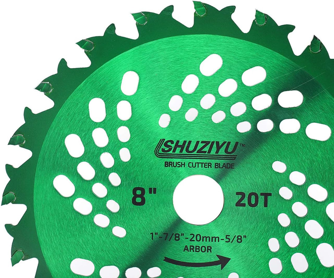 LSHUZIYU 205mm-20T, 25.4mm Dorn mit Adapter 22.23-20-16mm, Grosse Hartmetallspitze, Freischneiderkli