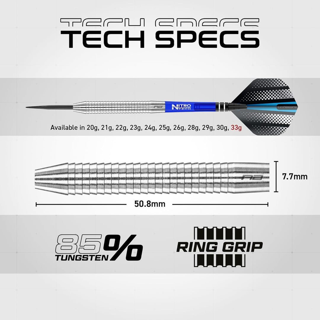 RED DRAGON Razor Edge Series Dartpfeile Tungsten Profi Steel Darts mit Flights und Schäfte 33G 3, 33