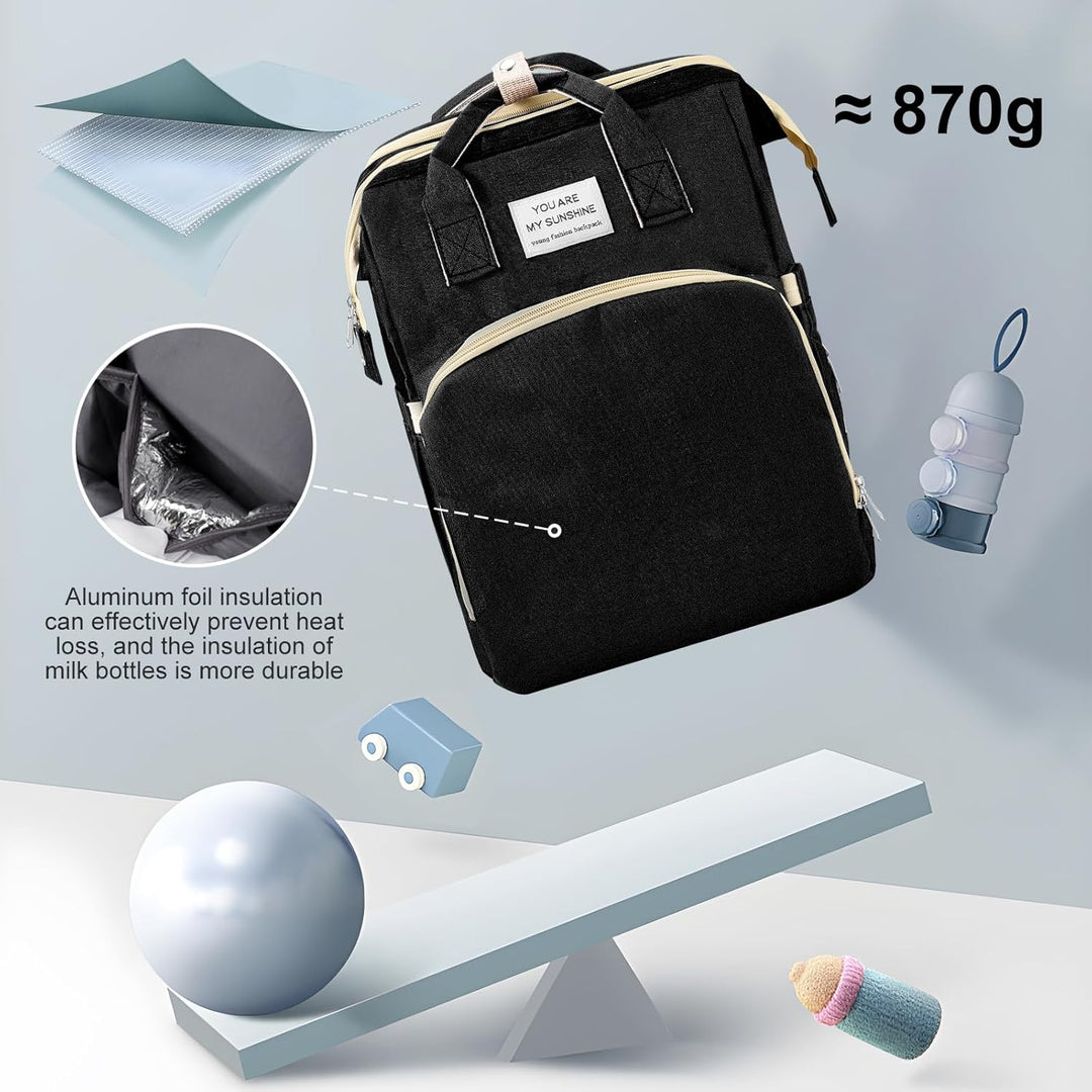 Wickeltasche mit Wickeltaschen, Bett, grosses Fassungsvermögen, grosse Windeltasche mit Wickelunterl