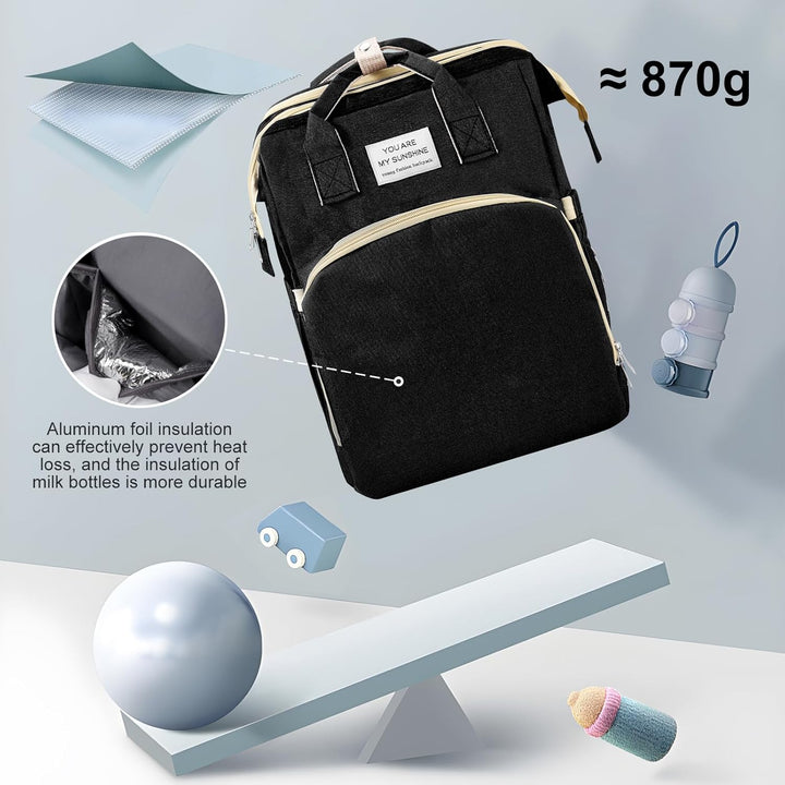 Wickeltasche mit Wickeltaschen, Bett, grosses Fassungsvermögen, grosse Windeltasche mit Wickelunterl