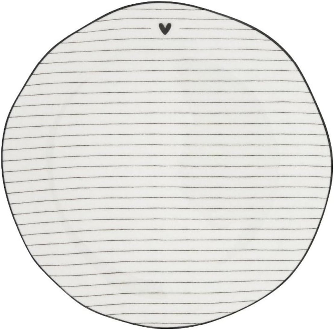 Bastion Collections 6er Set Dessertteller Heart Stripes weiss Streifen 16cm