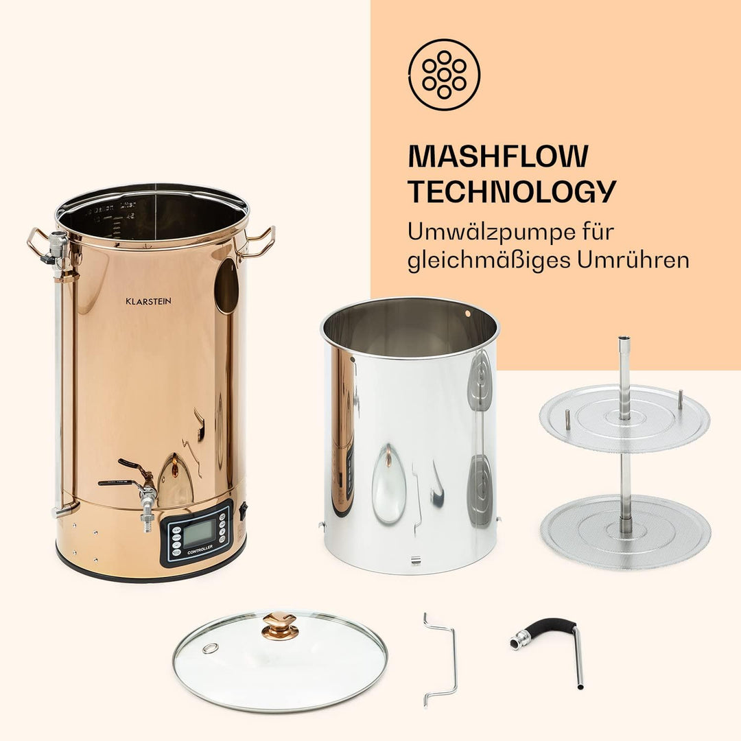 Klarstein Bierbrauset zum Selber Brauen, Edelstahl , 50L Bierbrauanlage, XXL Maischekessel Brewing K