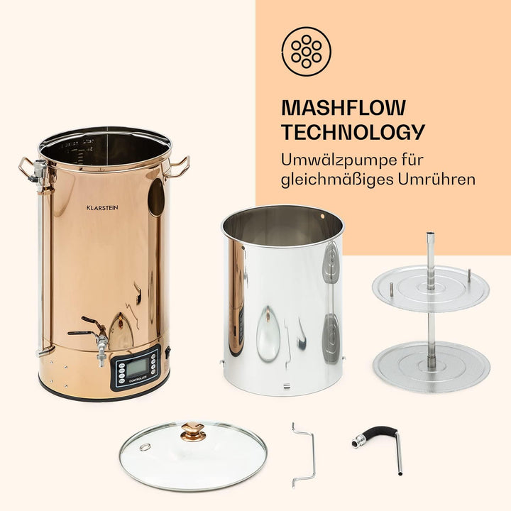 Klarstein Bierbrauset zum Selber Brauen, Edelstahl , 50L Bierbrauanlage, XXL Maischekessel Brewing K