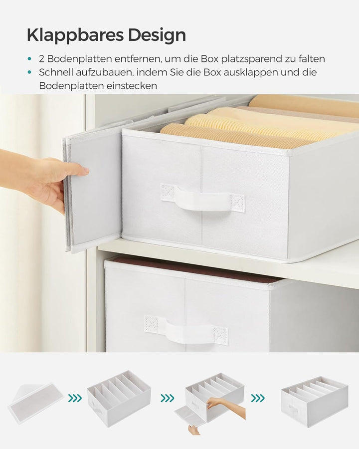 SONGMICS Kleiderschrank-Organizer 4er Set, Aufbewahrungsbox 6 Fächer, Schubladen-Ordnungssystem, Ord