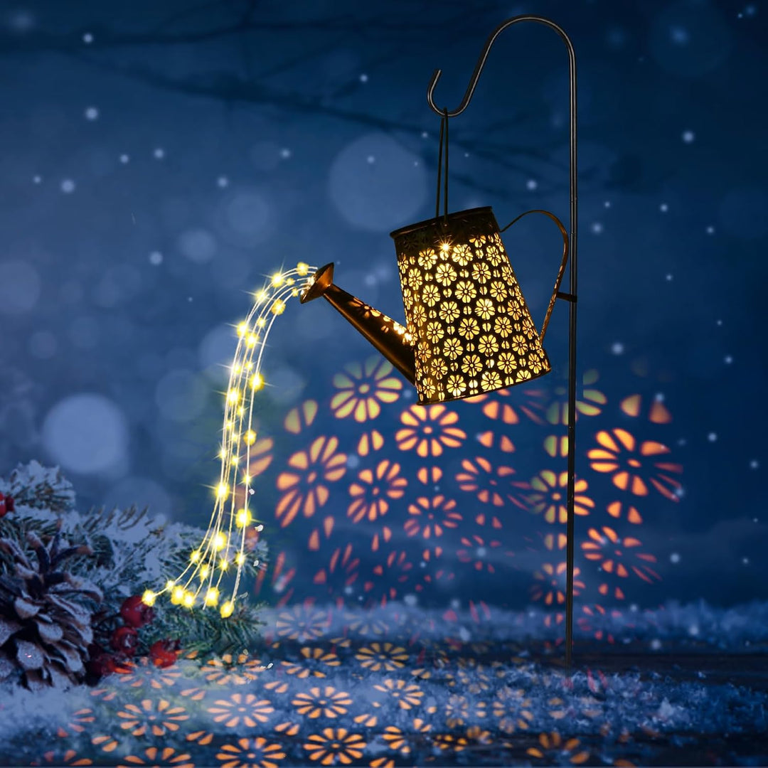 GuKKK Solar Giesskanne mit Solarlampen für Aussen, LED Lichter, Gartendeko Modern Stil, Lichterkette