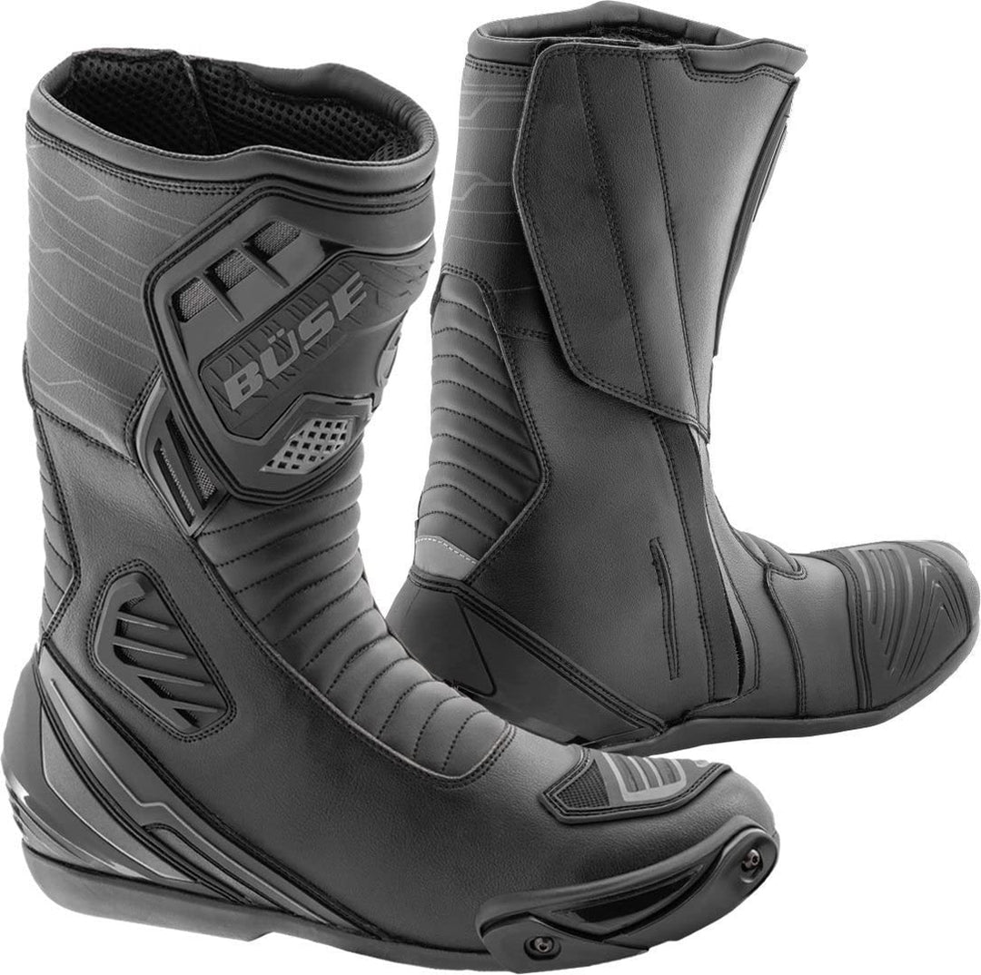 Büse Sport Evo Motorradstiefel, 47 EU, Schwarz Weiss, Schwarz