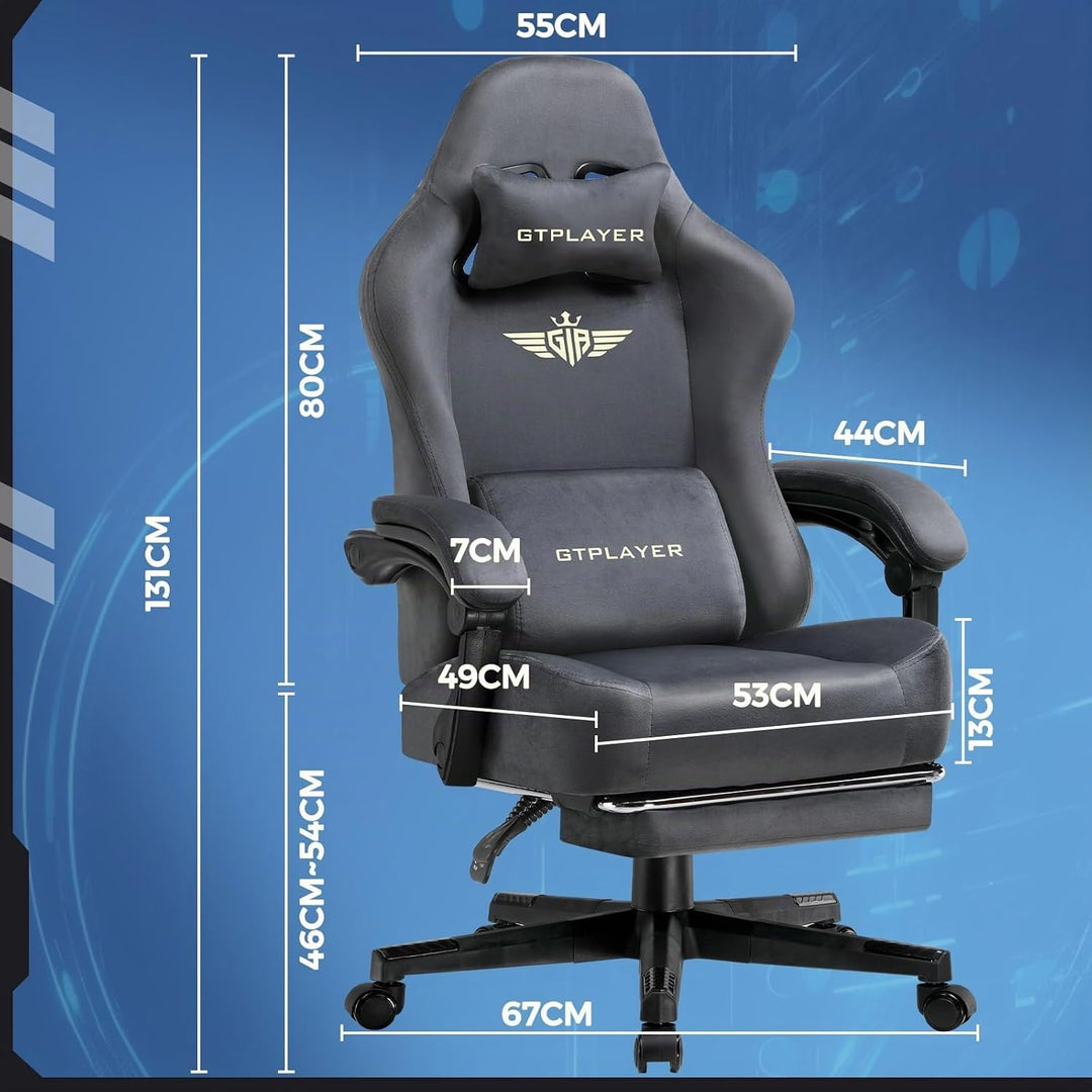 GTPLAYER Gaming Stuhl, Atmungsaktiver Bürostuhl, bürostuhl ergonomisch, Hochwertiger - Stoff, Ergono