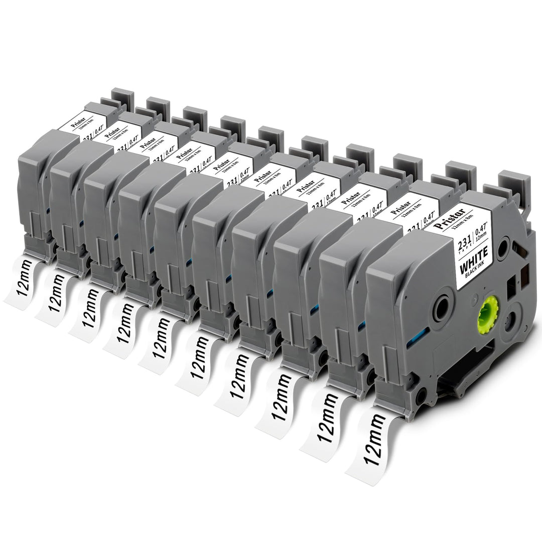10X Pristar kompatible für Brother TZe-231 TZe231 TZ-231 Tze 12mm 0.47 Laminated Schriftbänder für B