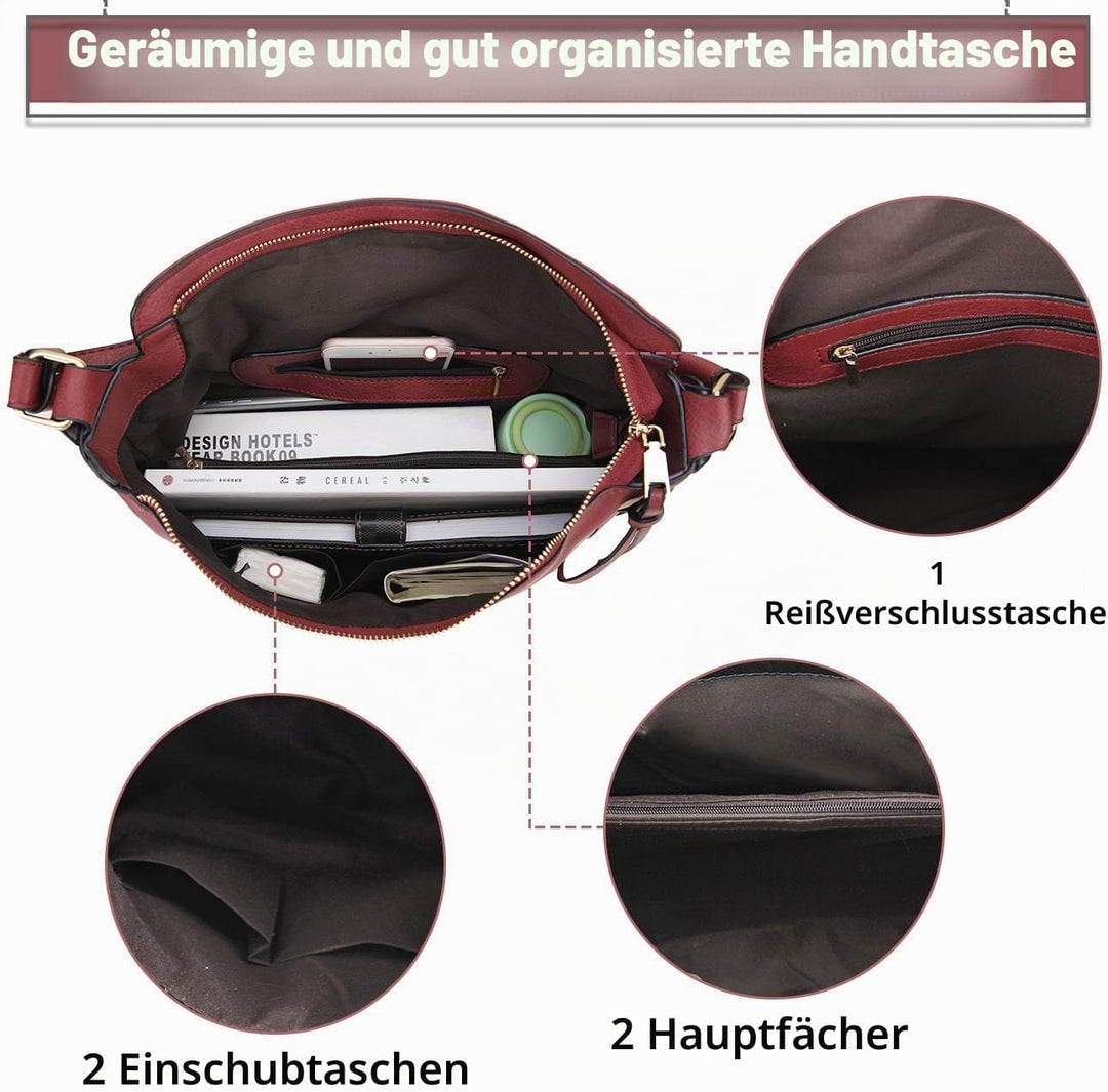 VX VONXURY Handtaschen für Frauen, Medium Vegan Leder Hobo Taschen Geldbörse für Damen Burgunderfarb