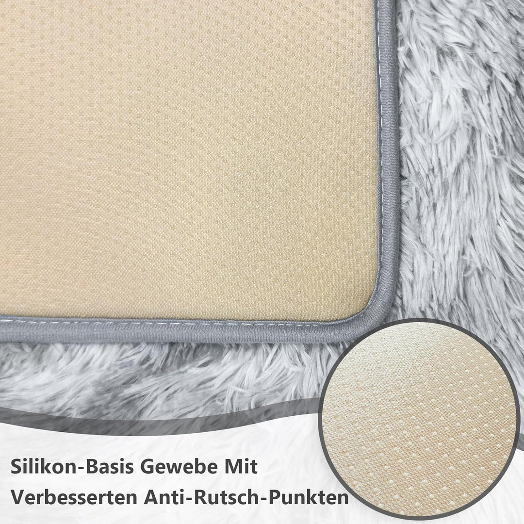 Bibykivn Teppich Wohnzimmer Hochflor Teppiche Waschbarer, 80x160 cm Moderner Langflor Teppiche Anti-