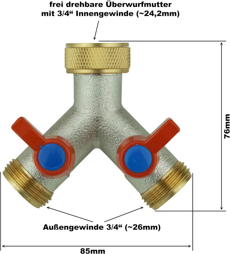 Kühlschrank Anschluss Set (universal), massive Ausführung inkl. 2-Wege Verteiler für z.B. Spülmaschi