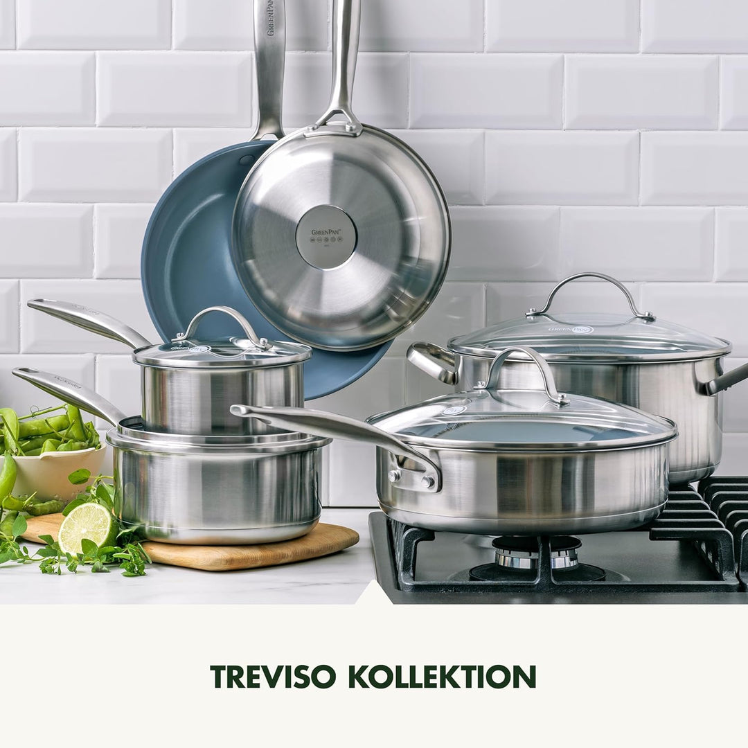 GreenPan Treviso Edelstahl Gesunde Antihaftbeschichtung aus Keramik Non-Stick 24cm & 28cm Bratpfanne