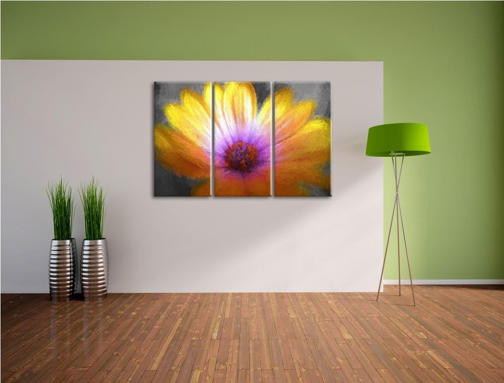 aussergewöhnliche Blume schwarz/weiss Deluxe 3-Teiler Leinwandbild 120x80 Bild auf Leinwand, XXL rie