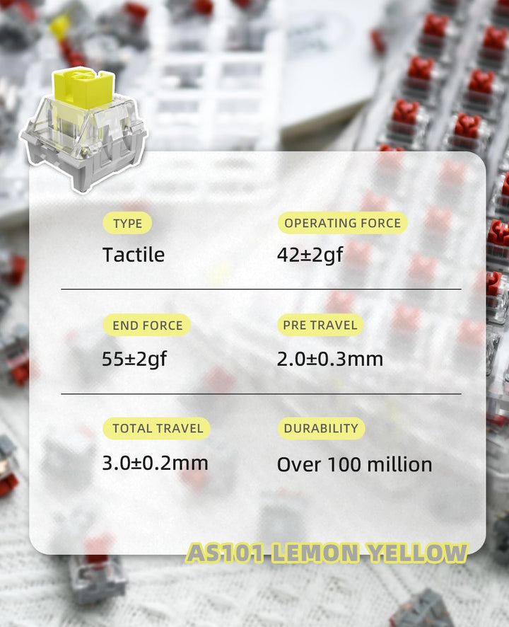 MAGIC-REFINER AS101 Pre-lubed Panda Switches, Taktile Switches für Mechanische Tastatur, 3 Pin 42gf,