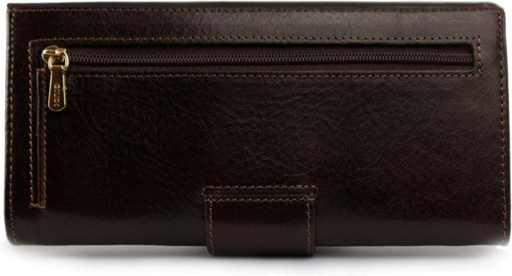 GIUDI ® Geldbörse Damen Leder Dunkelbraun Dark Chocolate Clutch Abendtasche Gross Mit Vielen Fächern