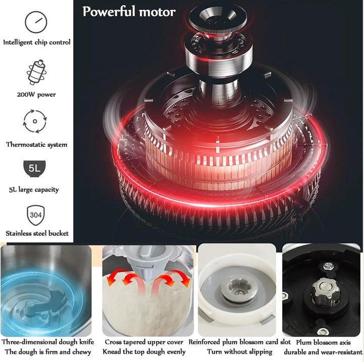 Teigmaschine mit Fermentfunktion, professioneller Edelstahl-Maker mit Timing, geteiltes Design, Teig