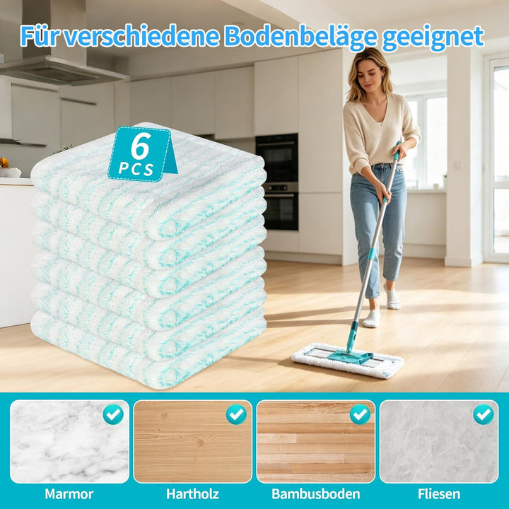 6 Stück Ersatz-Wischbezüge für Leifheit Profi XL Micro Duo/Cotton Plus, Ersatzbezug für Leifheit Bod