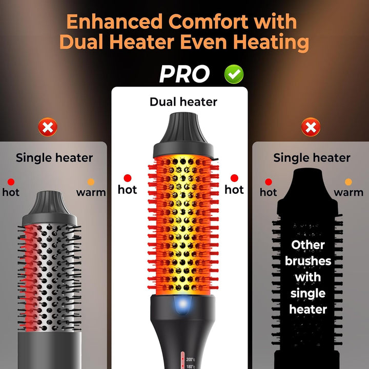 38mm Wärmebürste Thermal Brush, Thermobürste Rundbürste 120-200℃, Heat Brush Double Spannung Erhöhen