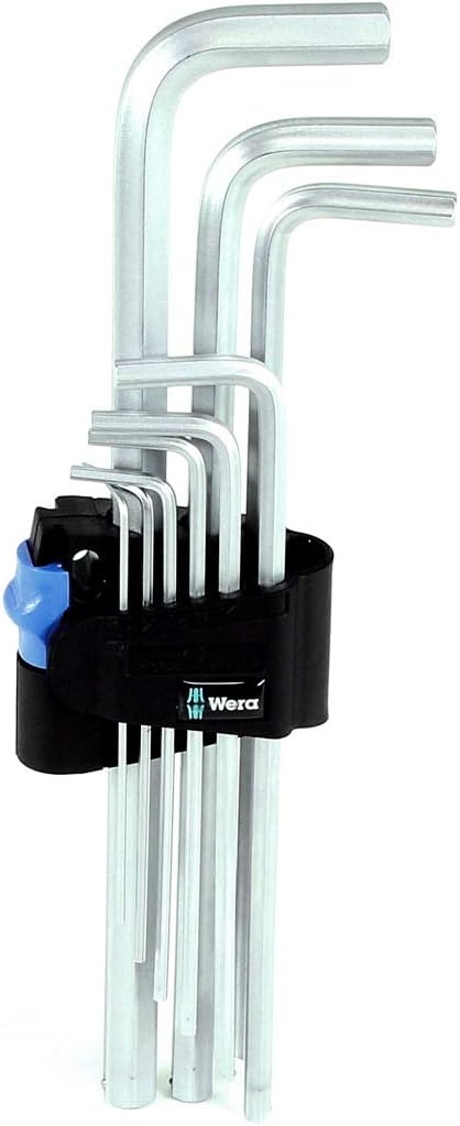 Wera 05022130001 950/9 L Hex-Plus HF 1 Winkelschlüsselsatz, metrisch, gestellverchromt, mit Haltefun