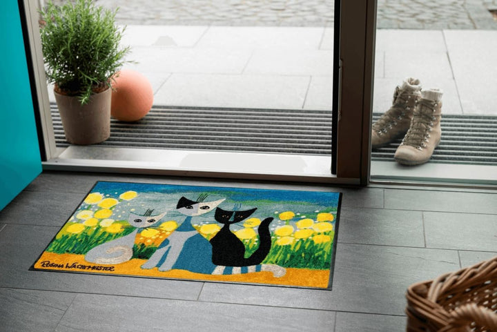 Fussmatte Lifestyle Springtime 50x75 cm Frühling Eingangsmatte bunt Blumen Katzen Fussabtreter H 50