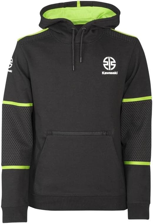 Kawasaki Sports Kapuzen Pullover Hoody 3XL Schwarz Grün, 3XL Schwarz Grün