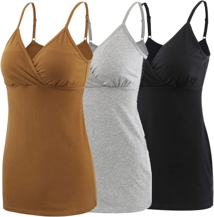 COLOMI Still-Tanktops für Mutterschaft Unterhemden für Schwangere BH zum Stillen Basic Camisole, Bla