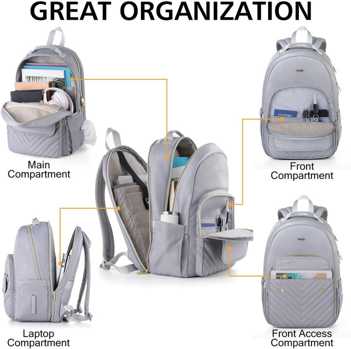Rucksack Damen Arbeit,TSA-freundlicher Reise Laptop Rucksack für Freizeit Job Business mit USB Ladea