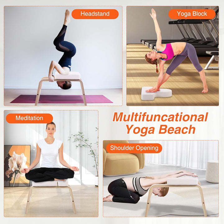 REDCAMP Yoga kopfstandhocker, Yoga Inversion Bank mit Holzrahmen und PU Pads, Entlasten Müdigkeit Ba