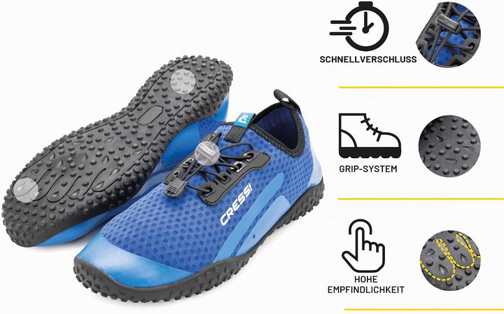 Cressi Sonar Shoes - Unisex Wasserschuh für Erwachsene aus Mikroperforiertes Gewebe Blau Azurblau 38