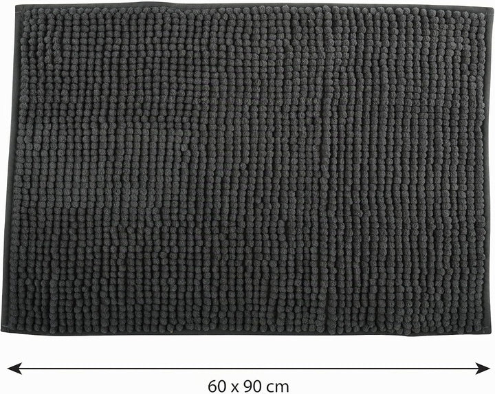 MSV Badteppich Badvorleger Duschvorleger Chenille Hochflor Badematte 60x90 cm – Grau Grau 60 x 90 cm