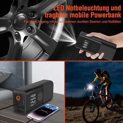Elektrische Luftpumpe 150PSI Akku Luftpumpe mit 6000mAh Akku Tragbar Fahrradpumpe mit Digitale Anzei