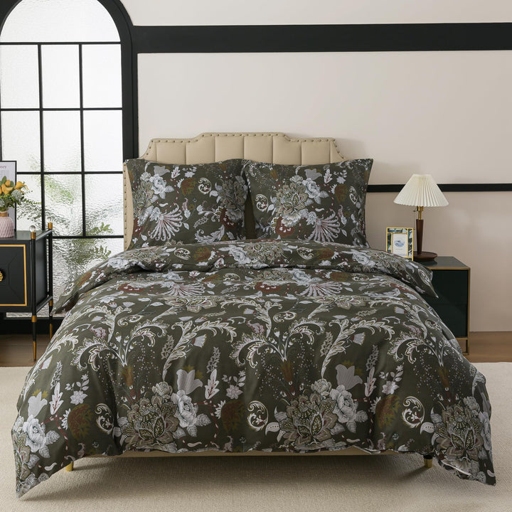 WUMIUER Geblümt Bettwäsche 135x200 2teilig Bettbezug - Barock Stil Blumen Bettwäsche-Set 135 x 200 c