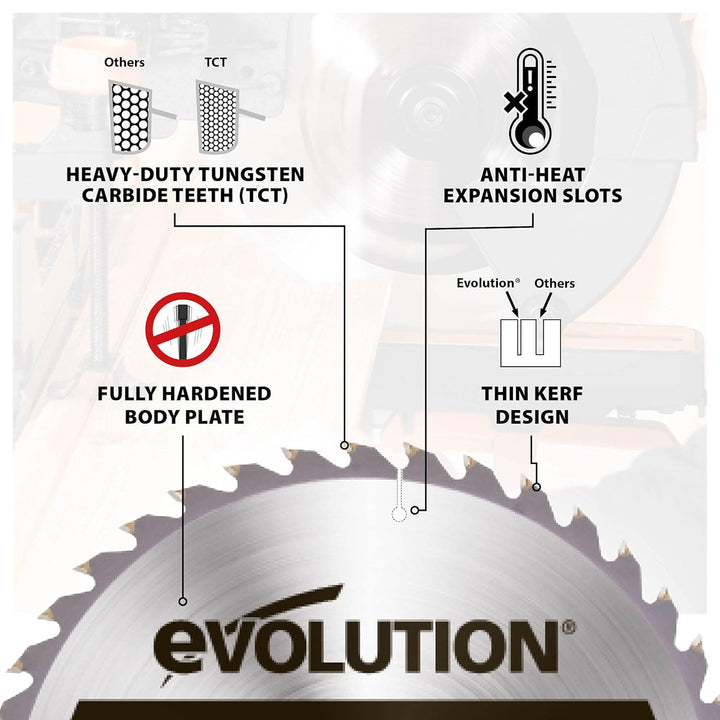 Evolution GW255TCT-40 - 255-mm-Holzsägeblatt – Hartmetallbestückte 30-Zahn-Konfiguration ermöglicht