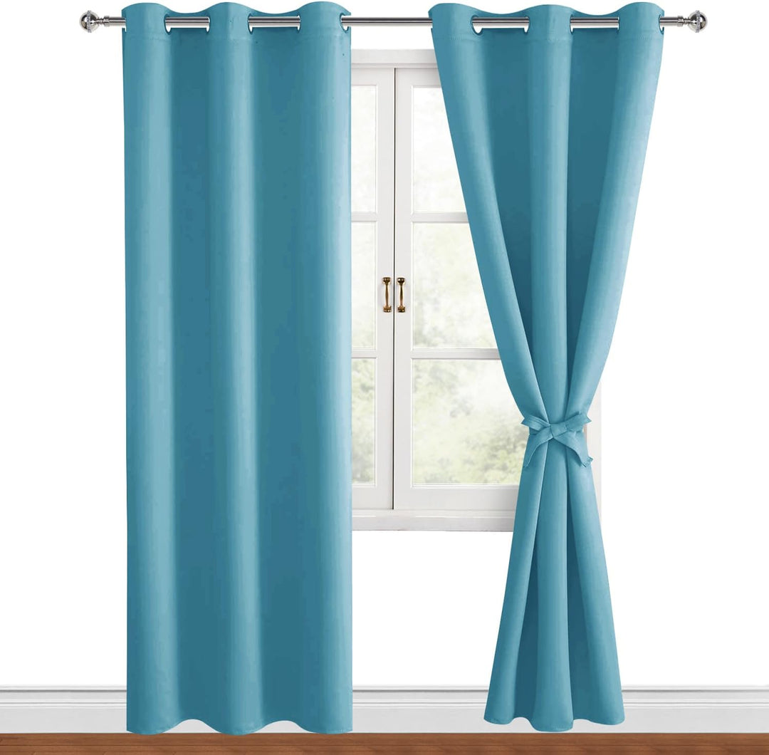 Hiasan Verdunklungsvorhänge Gardinen mit Ösen,Blau Grün Blickdicht Vorhänge,2 Stück,117 x 228 cm (Br